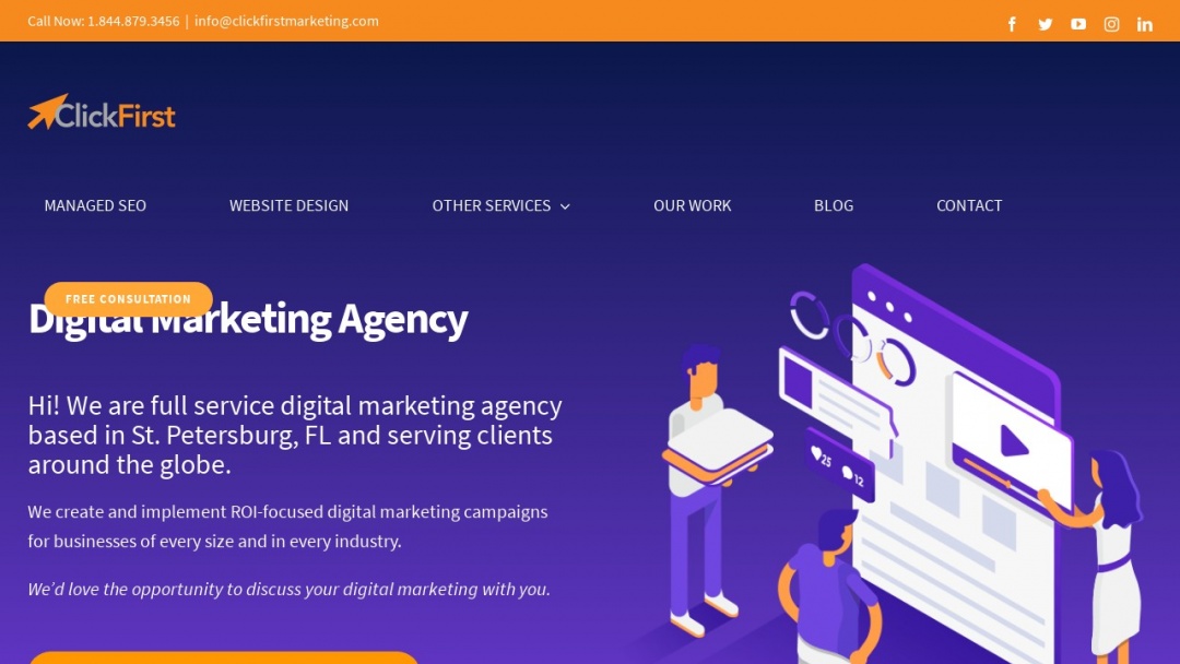 Screenshot of ClickFirst Marketing's Website