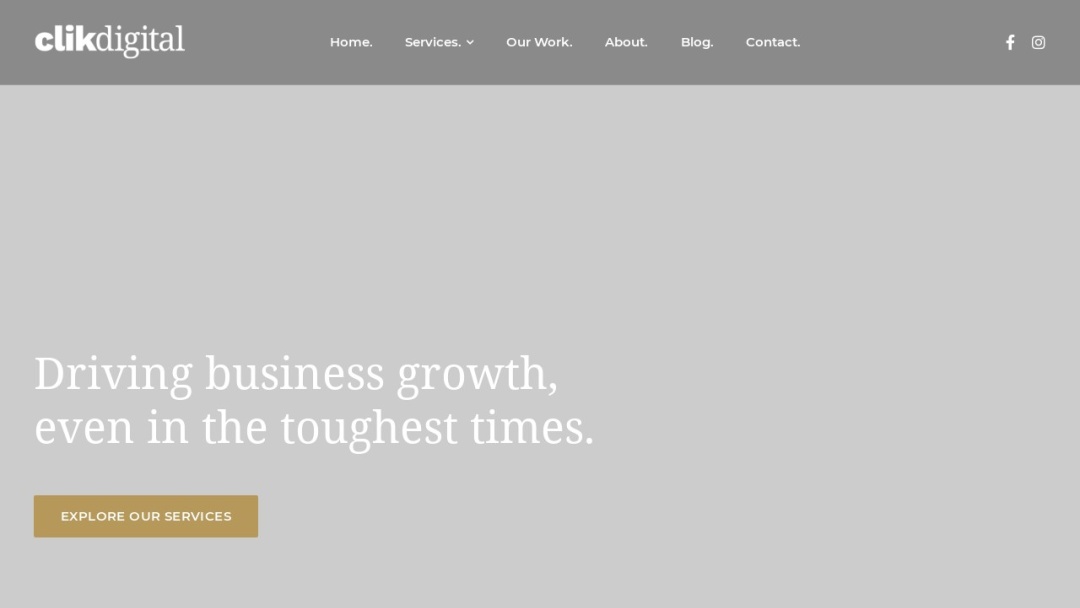 Screenshot of Clik Digital's Website