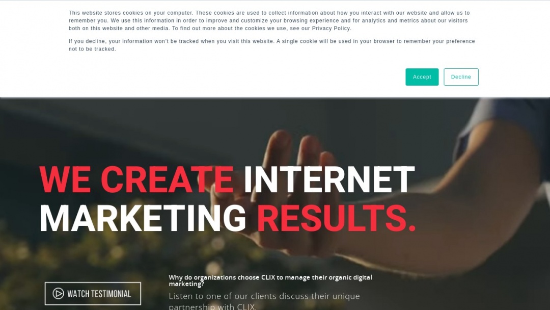 Screenshot of Clix's Website