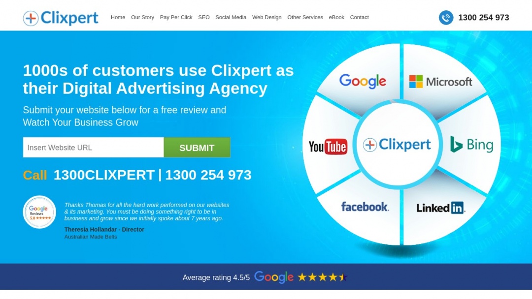 Screenshot of Clixpert Pty Ltd's Website