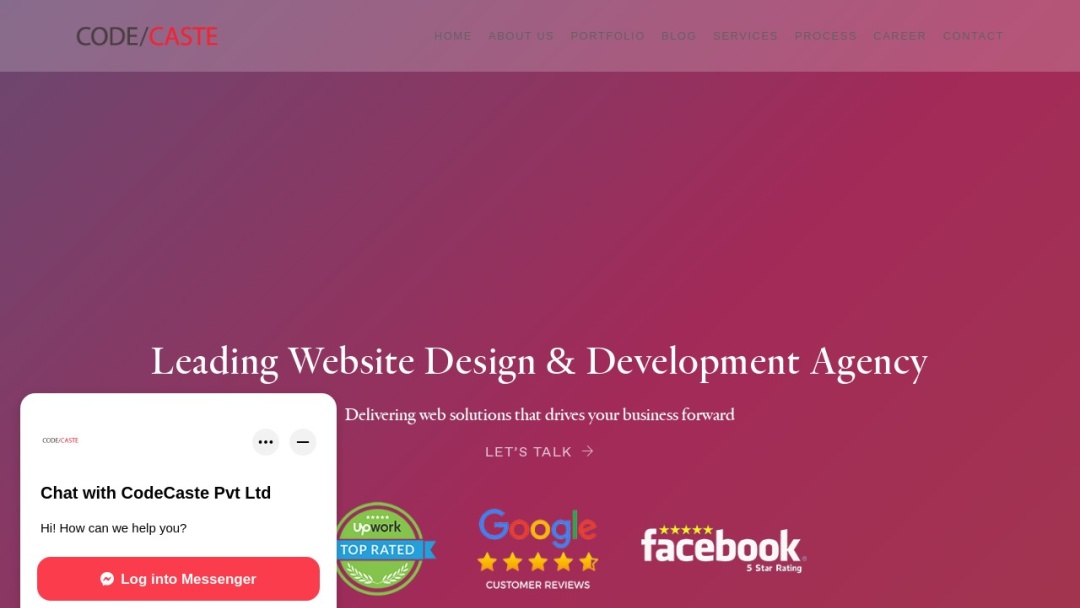 Screenshot of CodeCaste Pvt. Ltd.'s Website