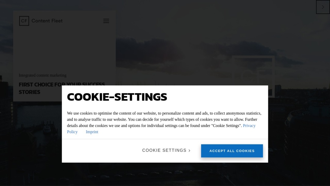 Screenshot of Content Fleet GmbH's Website
