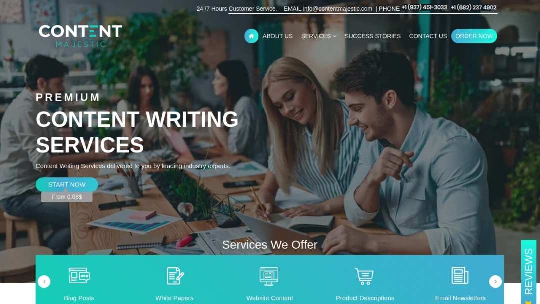 Screenshot of Content Majestic's Website