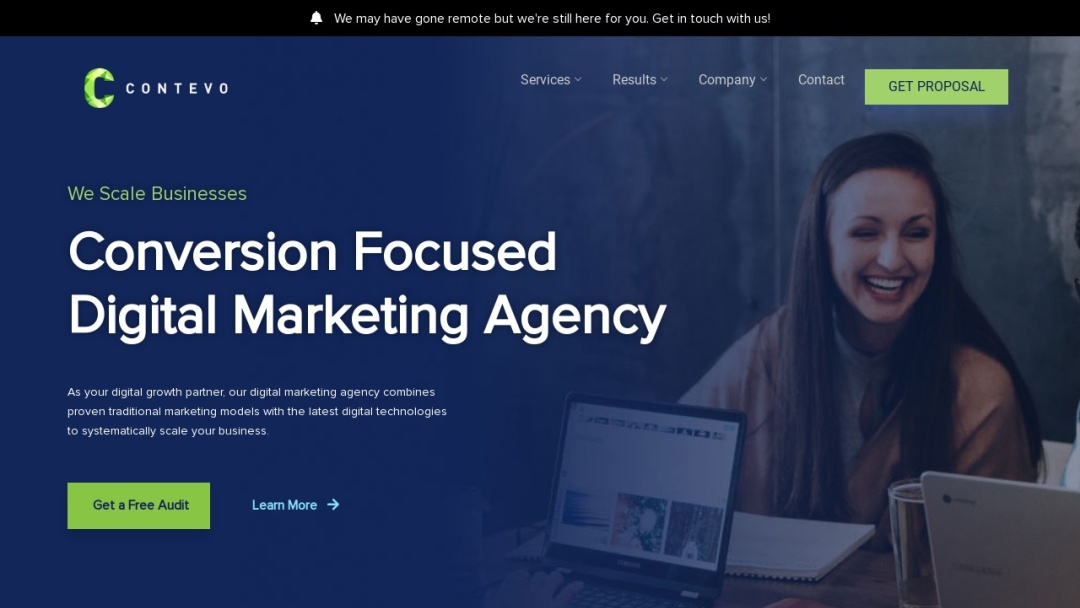 Screenshot of Contevo Digital Marketing's Website
