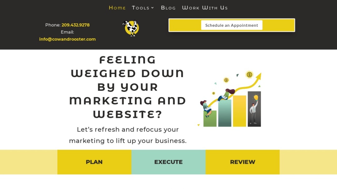 Screenshot of Cow and Rooster Design's Website