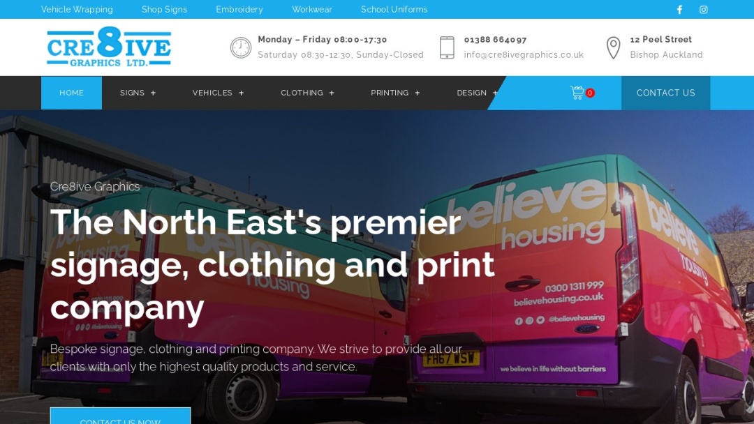 Screenshot of Cre8ive Graphics's Website
