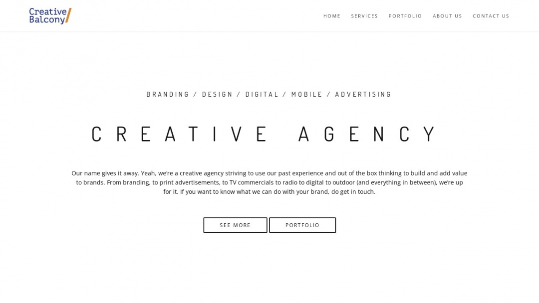 Screenshot of Creative Balcony's Website