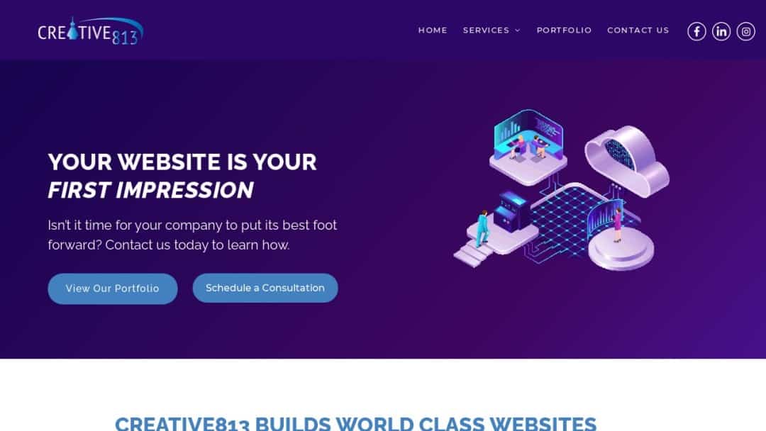 Screenshot of Creative813's Website