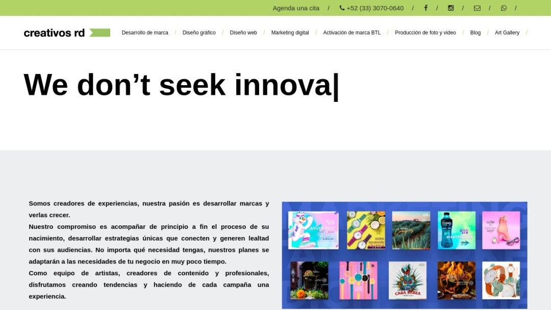 Screenshot of Creativos RD's Website