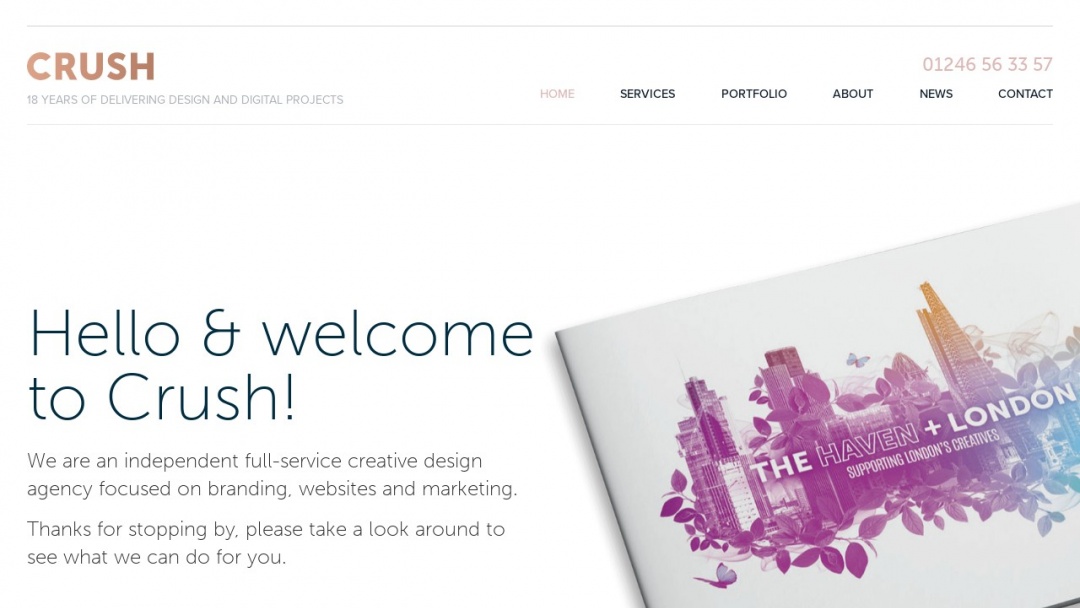 Screenshot of Crush Design and Creative Marketing Limited's Website