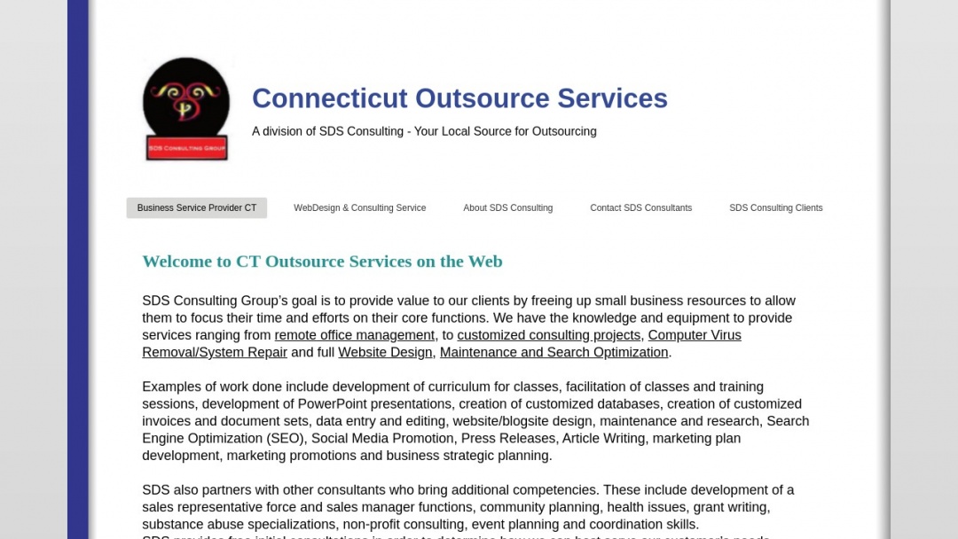 Screenshot of CT Outsource Services's Website