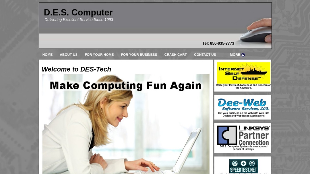 Screenshot of D.E.S. Computer's Website