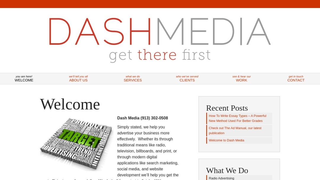 Screenshot of Dash Media's Website