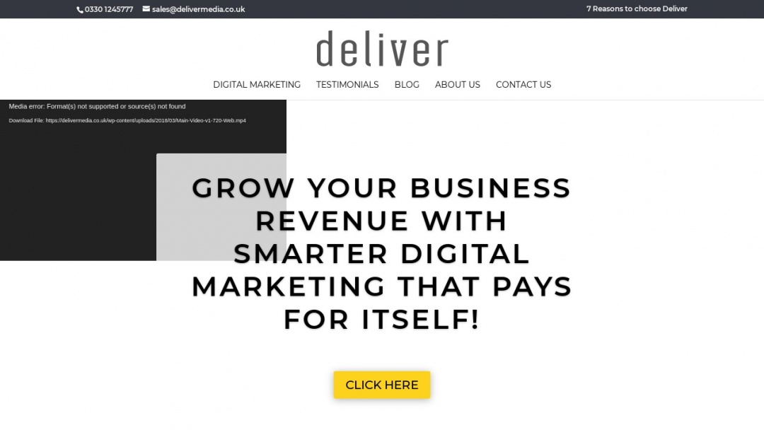Screenshot of Deliver Media's Website
