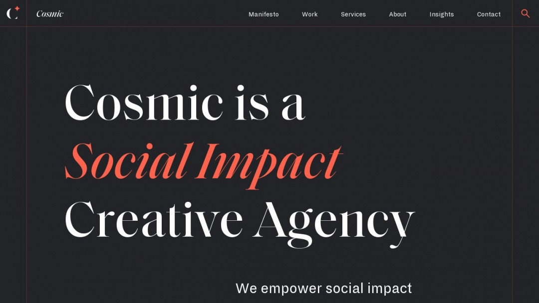 Screenshot of Design by Cosmic's Website