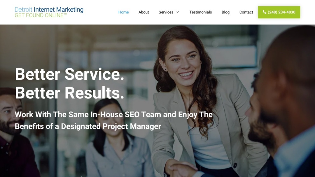 Screenshot of Detroit Internet Marketing's Website