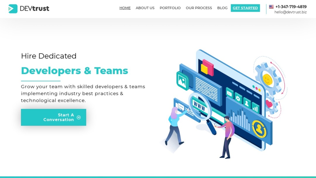 Screenshot of DEVtrust's Website
