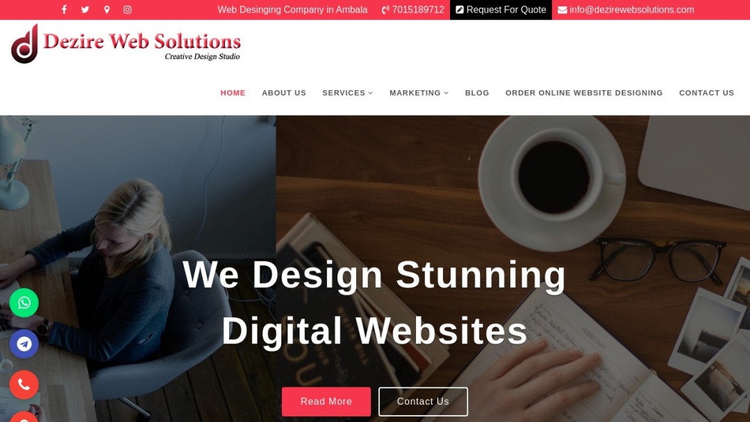 Screenshot of Dezire Web Solutions - Web Designing Company in India's Website