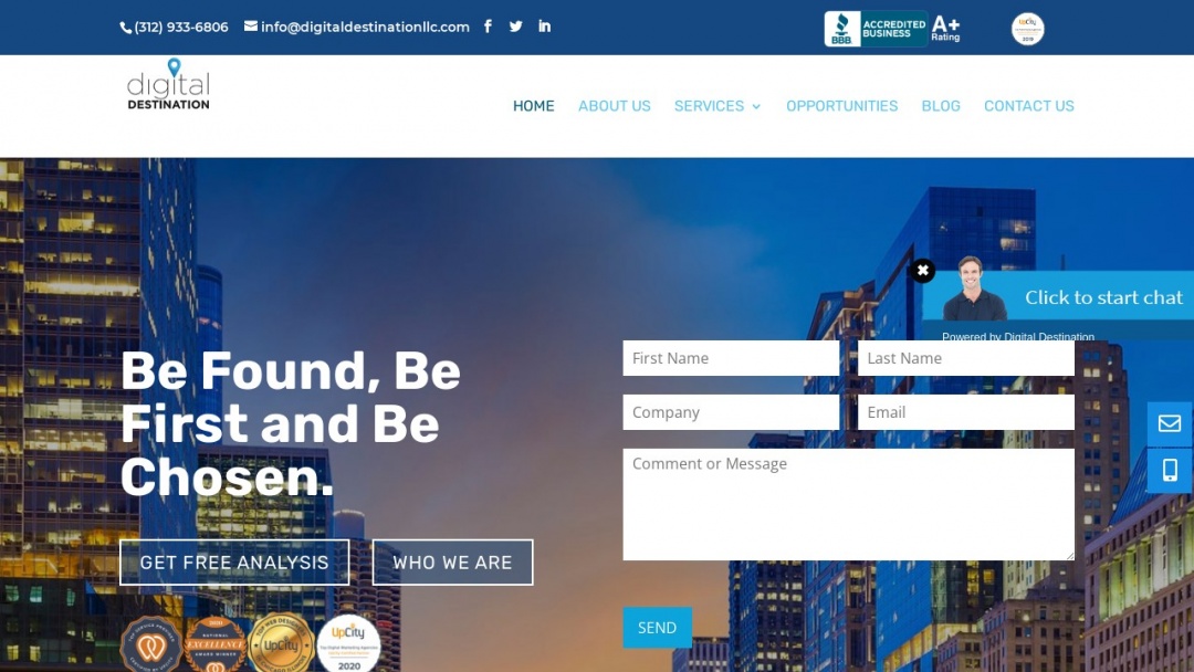 Screenshot of Digital Destination's Website