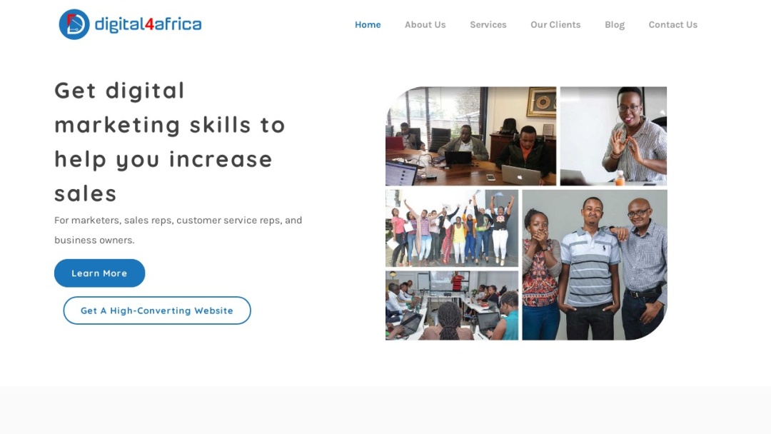 Screenshot of Digital For Africa LTD's Website