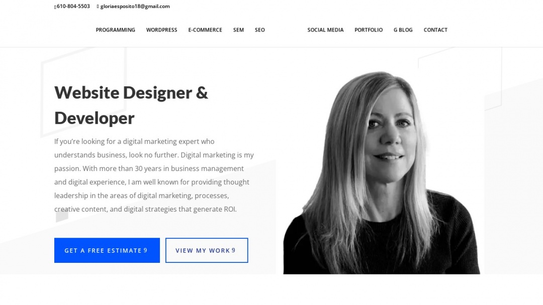 Screenshot of Digital Marketing Gal's Website