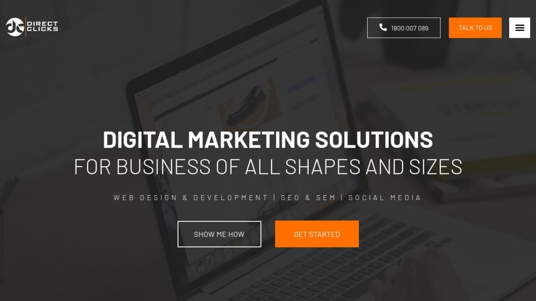 Screenshot of Direct Clicks's Website