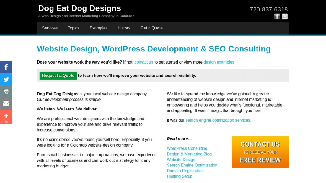Screenshot of Dog Eat Dog Designs's Website