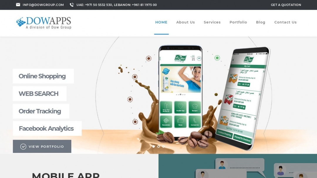 Screenshot of DowApps's Website