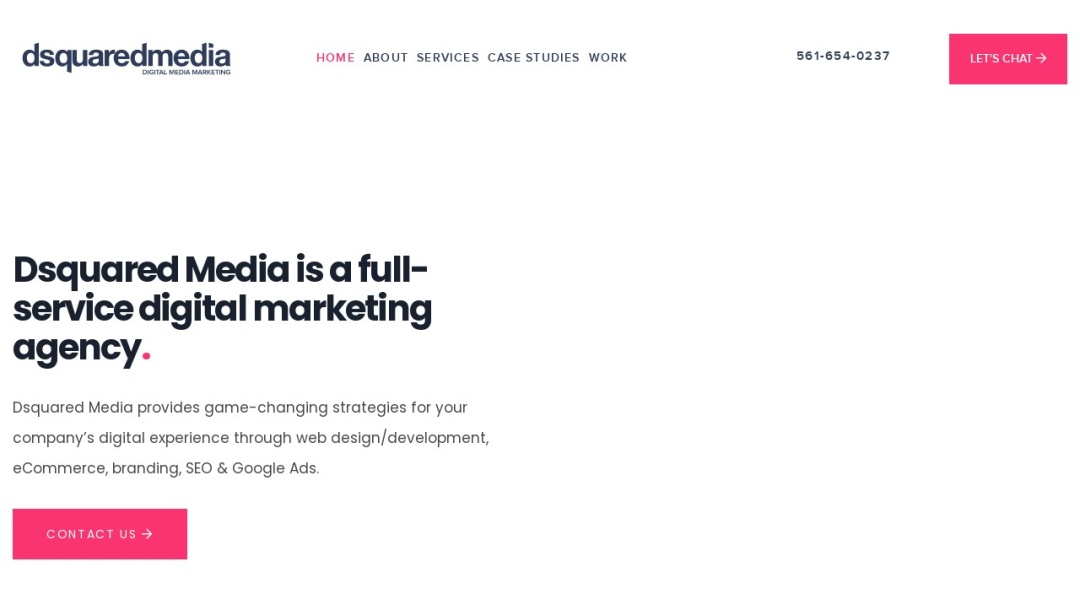 Screenshot of Dsquared Media's Website