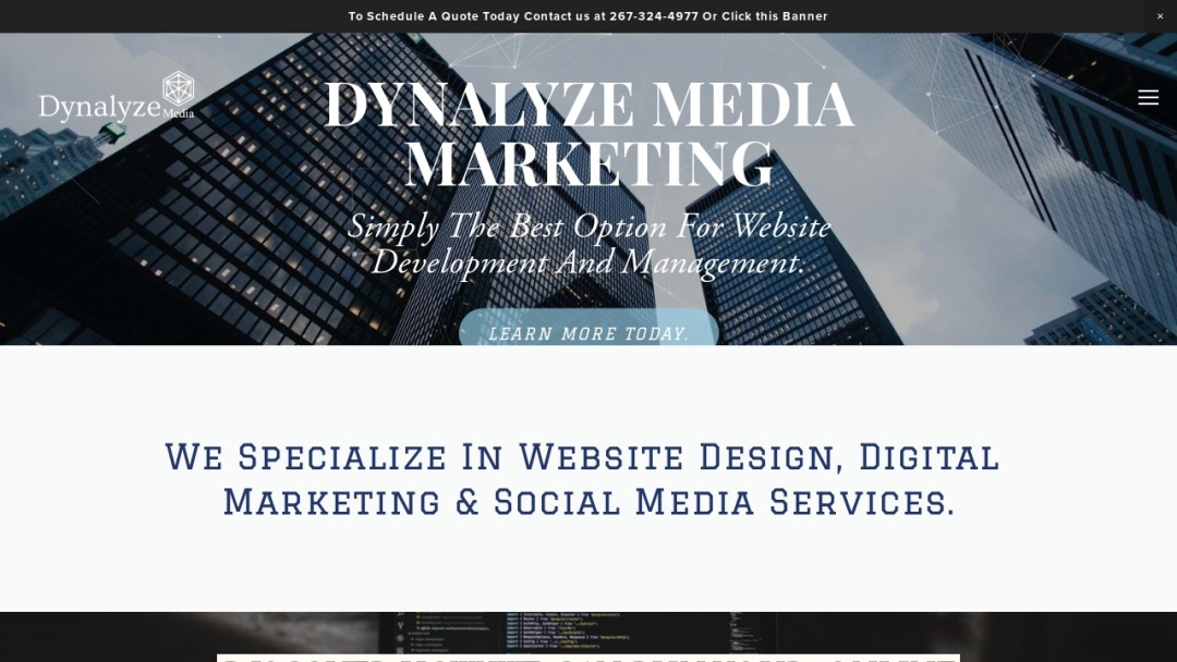 Screenshot of Dynalyze Media's Website