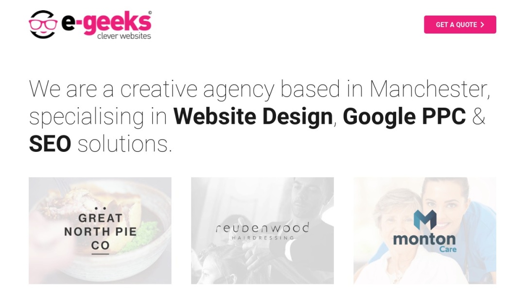 Screenshot of e-Geeks Ltd's Website