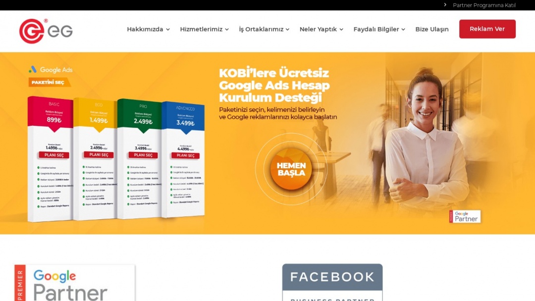 Screenshot of EG Bilişim Teknolojileri's Website