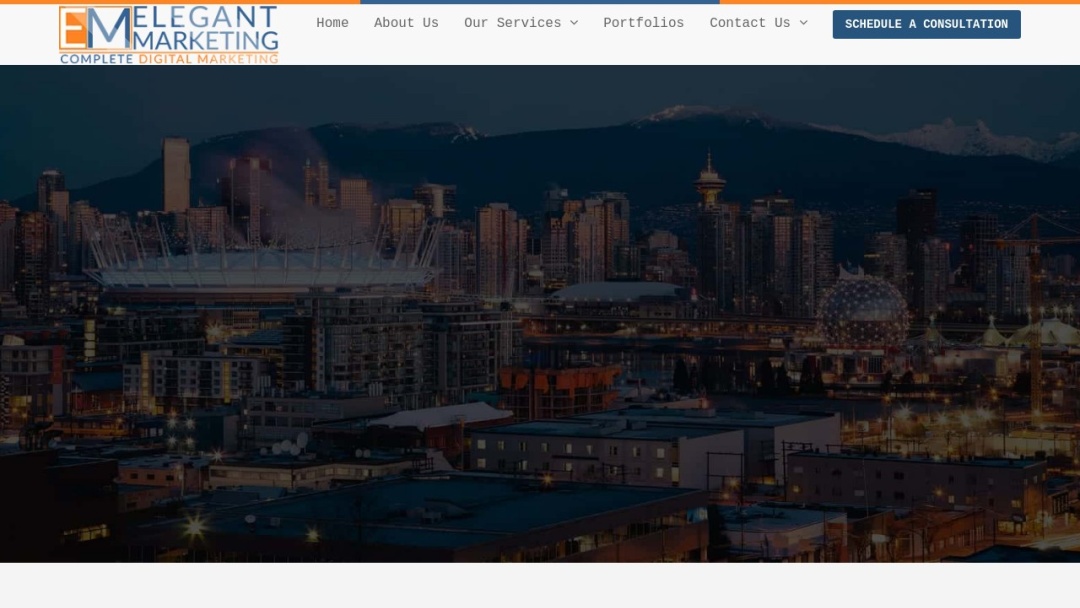 Screenshot of Elegant Marketing's Website