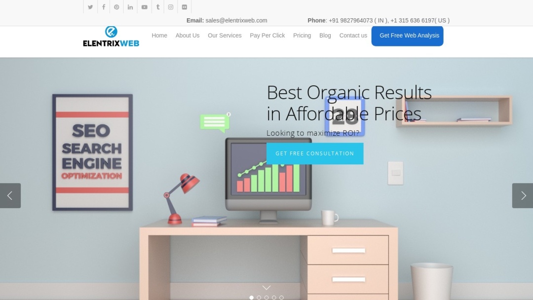Screenshot of Elentrixweb Technology's Website