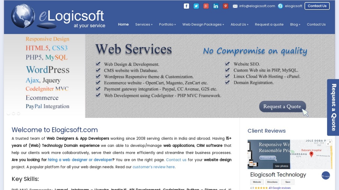 Screenshot of ELOGICSOFT.COM's Website
