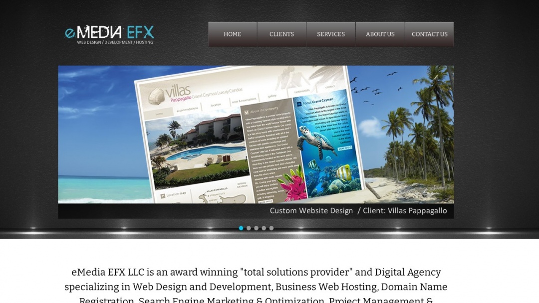 Screenshot of eMedia EFX's Website