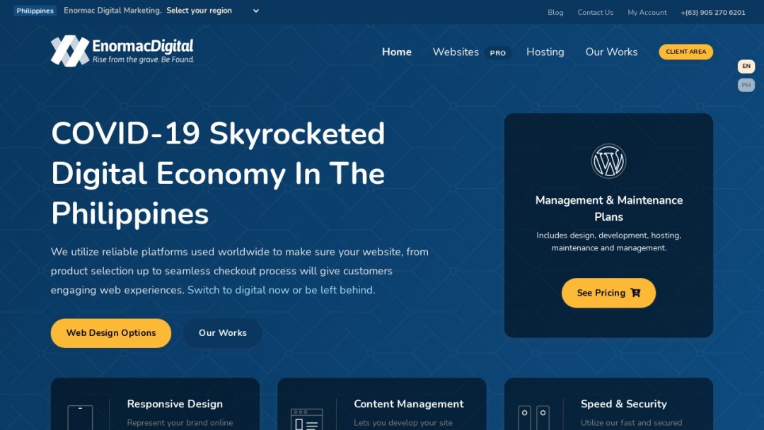 Screenshot of Enormac Digital Marketing's Website