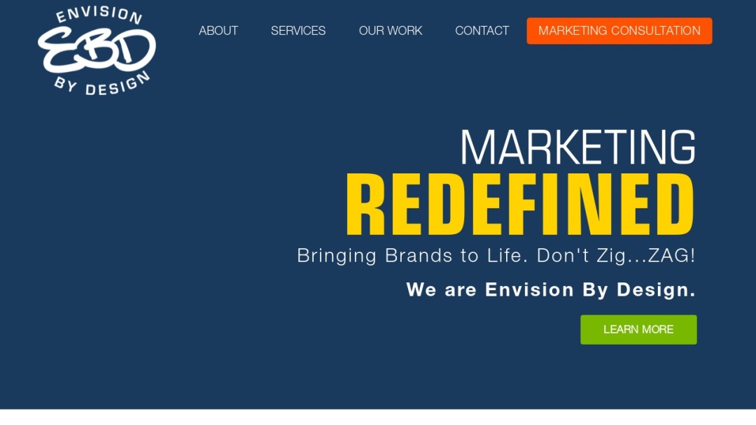 Screenshot of ENVISION BY DESIGN's Website