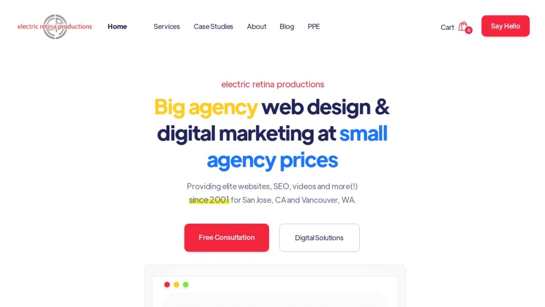 Screenshot of ER Productions's Website