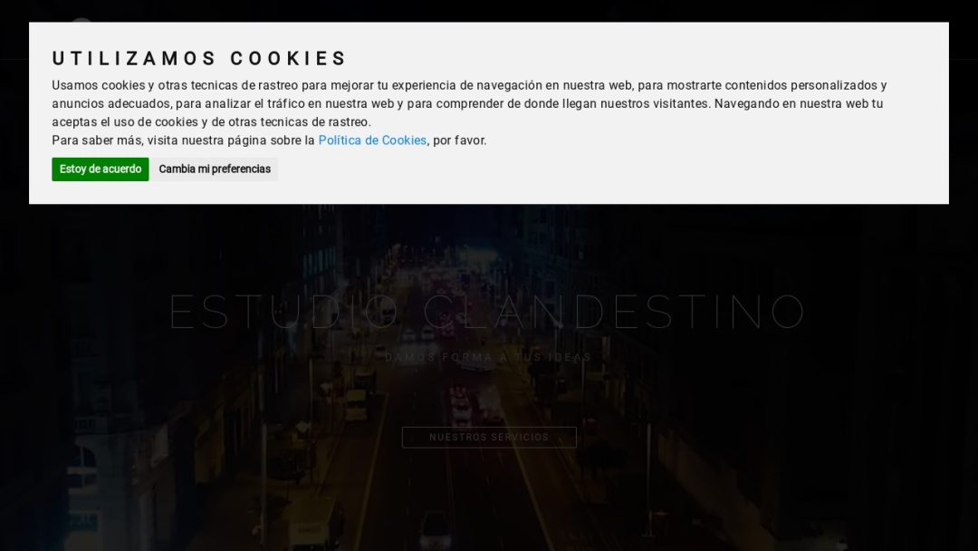 Screenshot of Estudio Clandestino, S.L.'s Website