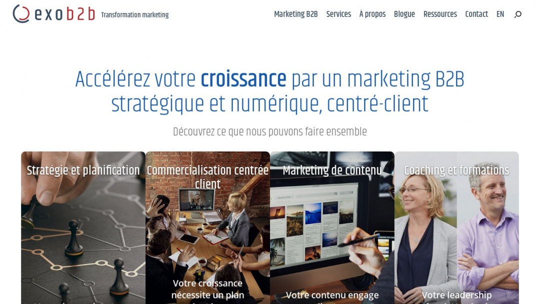 Screenshot of Exo B2B's Website