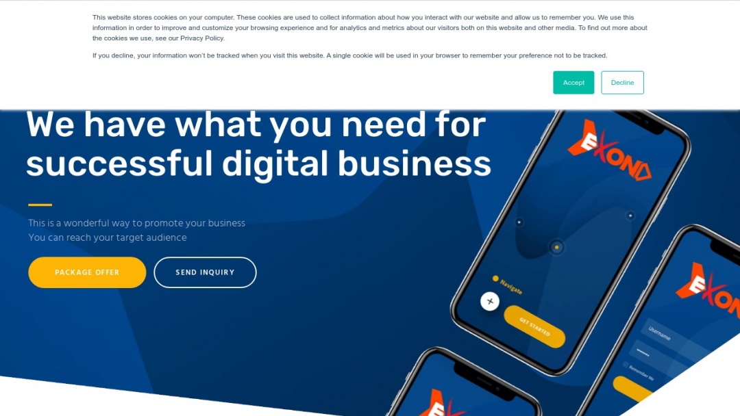 Screenshot of EXOND's Website