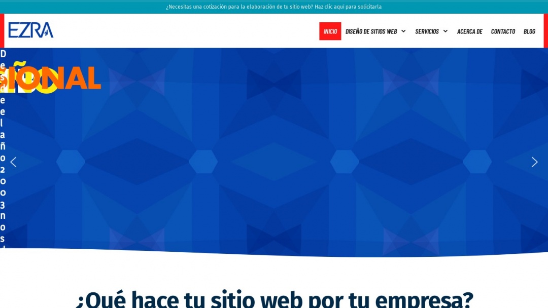 Screenshot of EZRA's Website