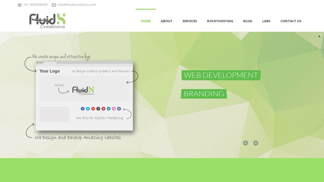 Screenshot of FluidX Creations's Website