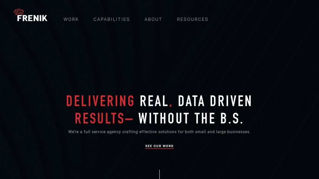 Screenshot of Frenik Marketing Group's Website