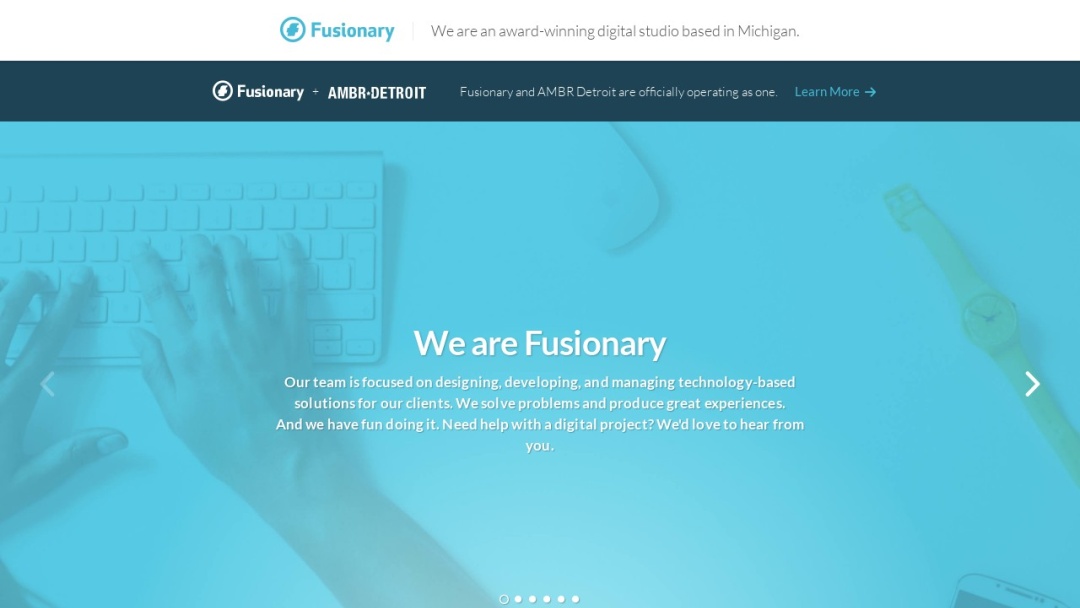 Screenshot of Fusionary's Website