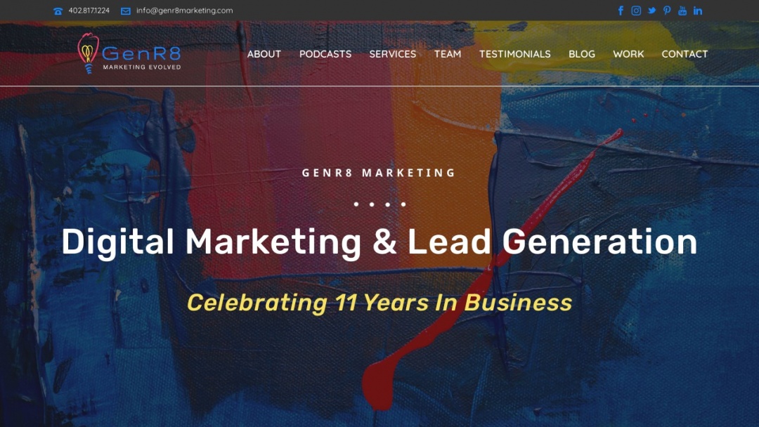 Screenshot of GenR8 Marketing's Website