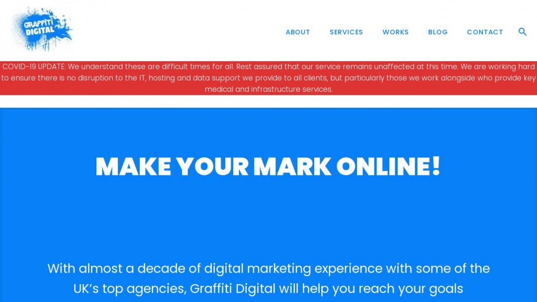 Screenshot of Graffiti Digital ltd's Website