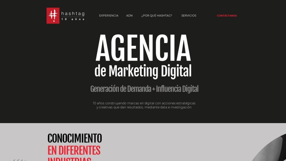 Screenshot of Hashtag Digital Agency's Website