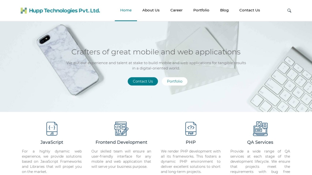 Screenshot of Hupp Technologies Pvt. Ltd.'s Website